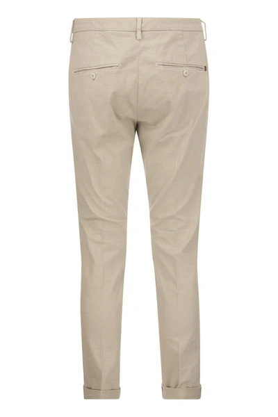 Shop Dondup Gaubert - Slim-fit Gabardine Trousers In Cream