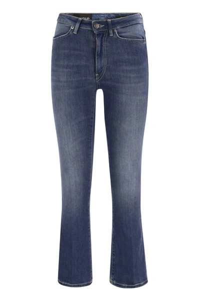 Dondup Mandy High-waisted Flared Jeans With Ankle Length In Denim Blue