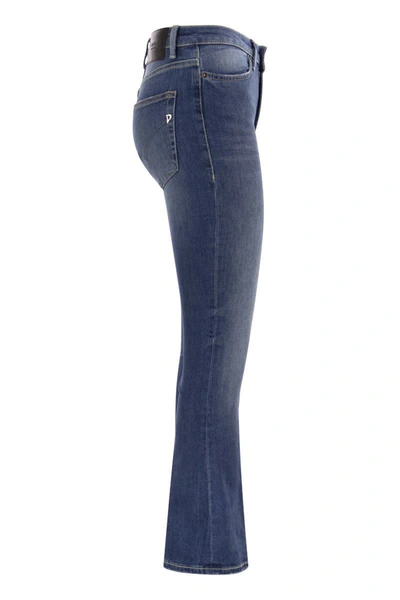 Dondup Mandy High-waisted Flared Jeans With Ankle Length In Denim Blue