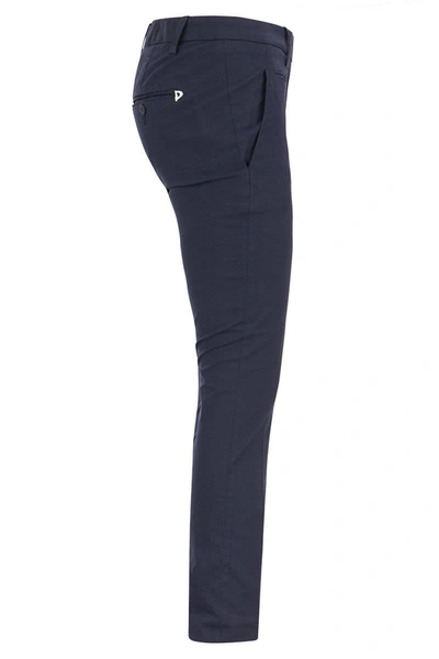 Shop Dondup Perfect - Slim-fit Cotton Gabardine Trousers In Navy Blue