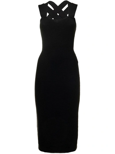 Shop Patou Double Strap Boucle Dress In Black