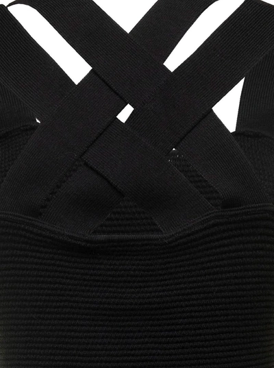 Shop Patou Double Strap Boucle Dress In Black