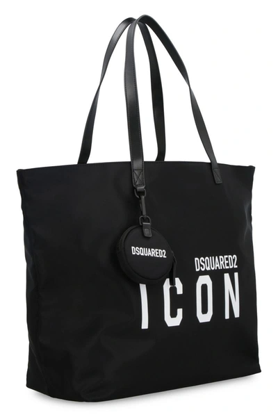 Shop Dsquared2 Be Icon Nylon Tote In Black