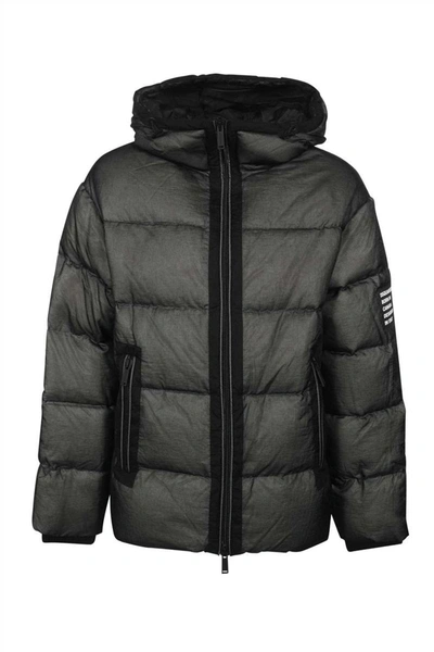 Dsquared2 Nylon Down Jacket With Logo Patch In Grey