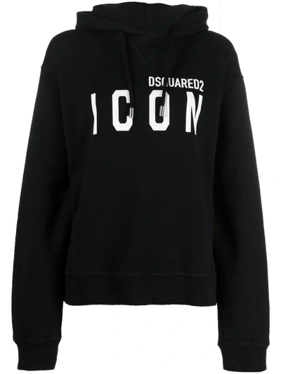 Shop Dsquared2 Icon Cotton Hoodie In Black