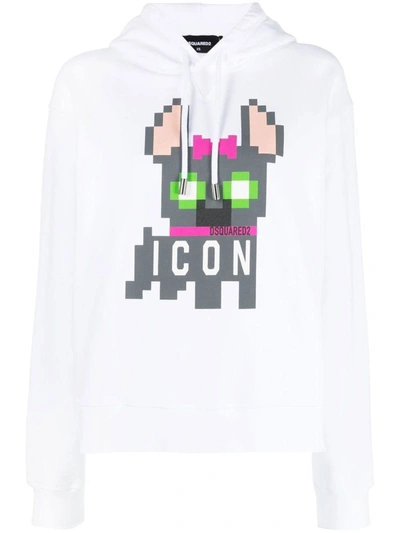 Shop Dsquared2 Icon Hilde Cotton Hoodie In White