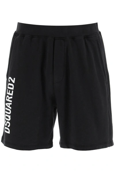 Shop Dsquared2 Jersey Bermuda Shorts With Logo In Black