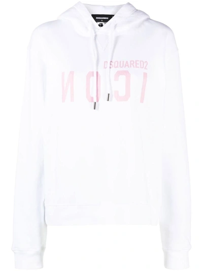 Dsquared2 Icon-printed Drawstring Hoodie In White