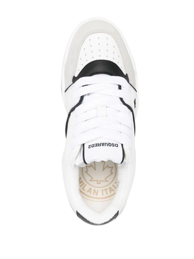 Dsquared2 Leather And Suede Spiker Low-top Sneakers In White
