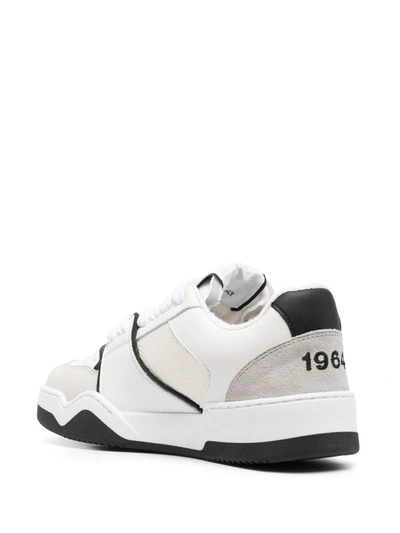 Dsquared2 Leather And Suede Spiker Low-top Sneakers In White