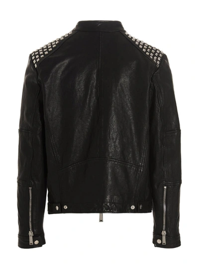 Shop Dsquared2 Studded Leather Jacket In Black