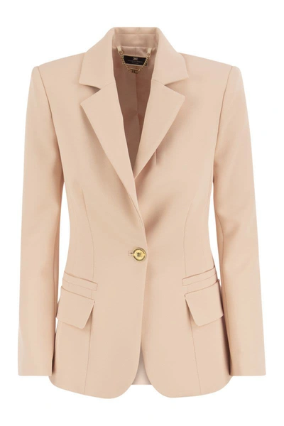 Shop Elisabetta Franchi Double Stretch Crepe Single-breasted Jacket In Pink