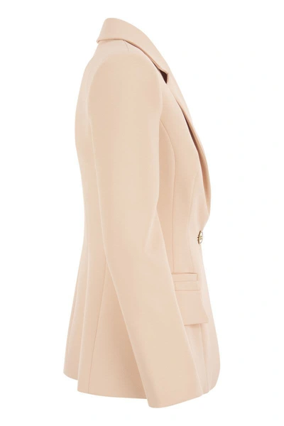 Shop Elisabetta Franchi Double Stretch Crepe Single-breasted Jacket In Pink