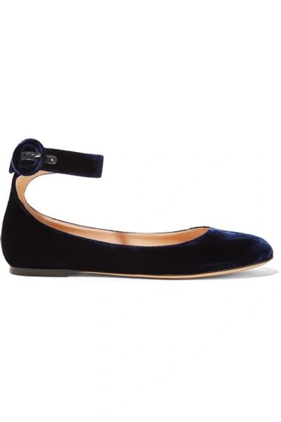 Shop Gianvito Rossi Velvet Ballet Flats