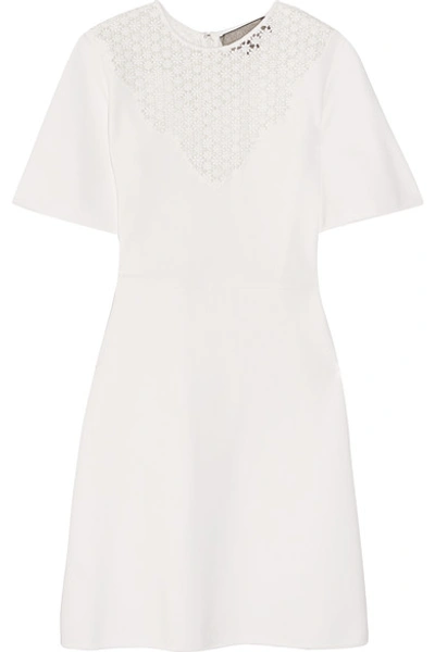 Giambattista Valli Woman Lace-paneled Stretch-cady Mini Dress White