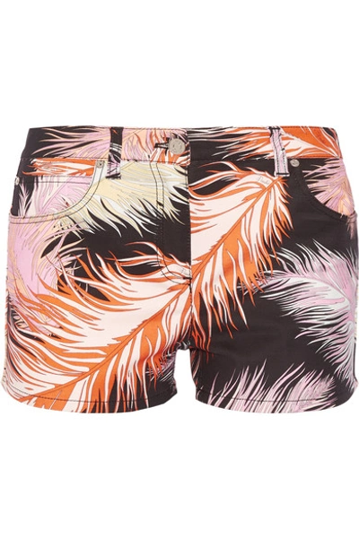 Pucci Woman Feather-print Cotton-blend Shorts Black
