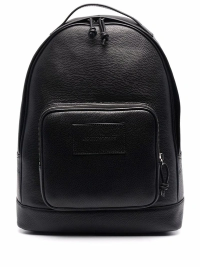 Shop Emporio Armani Ea7  Leather Backpack In Black