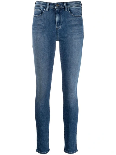 Shop Emporio Armani Skinny Fit Denim Cotton Jeans In Blue