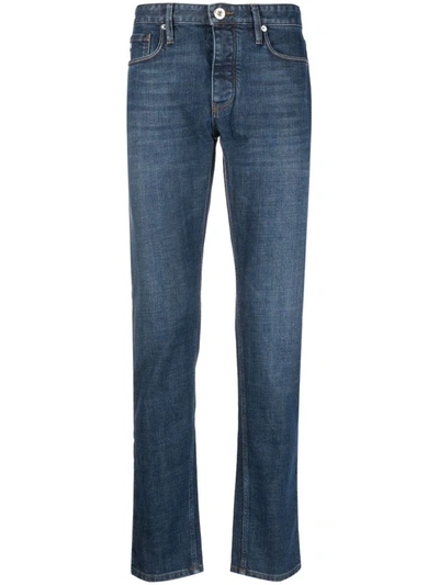 Shop Emporio Armani Slim Fit Denim Jeans In Blue