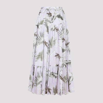 Erdem Palm-print Tiered Maxi Skirt In Multicolour