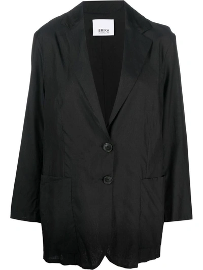 Shop Erika Cavallini Silk Blend Jacket In Black