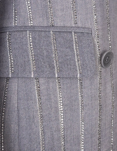 Shop Ermanno Scervino Pinstripe Blazer With Crystals In Grey