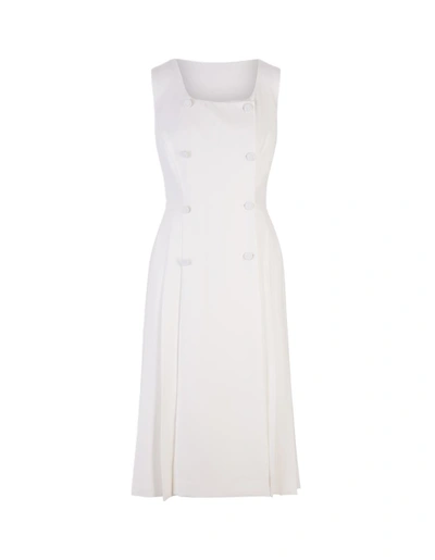 Shop Ermanno Scervino Sleeveless Midi Dress With Buttons In White