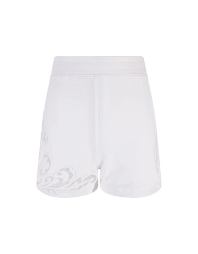 Shop Ermanno Scervino Sports Shorts With Embroidery In White