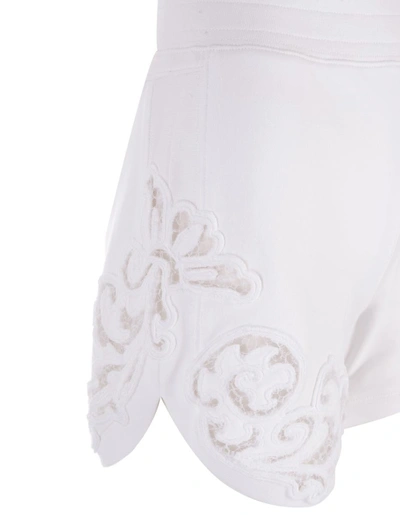 Shop Ermanno Scervino Sports Shorts With Embroidery In White