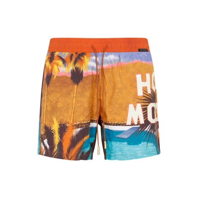 Shop Etro Nylon Swim Shorts Swimwear In Yellow &amp; Orange