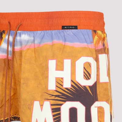 Shop Etro Nylon Swim Shorts Swimwear In Yellow &amp; Orange