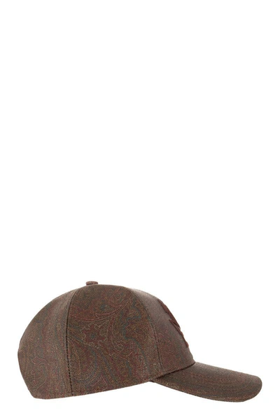 Shop Etro Baseball Cap With Logo In Brown