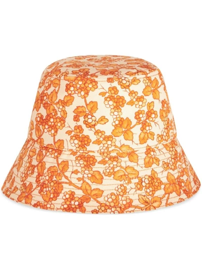 Shop Etro Bucket Hat With Berries Motif In Orange