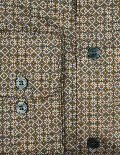 Shop Etro Cotton Shirt With Micro Geometric Print In Green