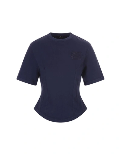 Shop Etro Fitted T-shirt With Logo In Blue