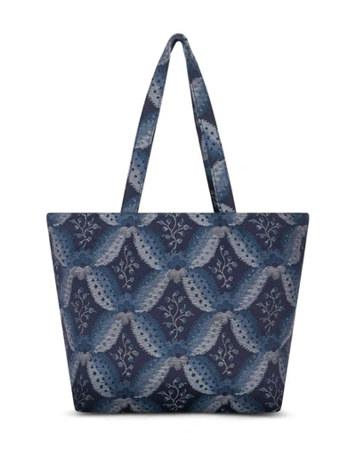 Shop Etro Navy Medium Soft Trotter Bag In Blue
