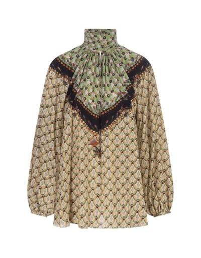 Shop Etro Printed Crepe De Chine Blouse In In Green