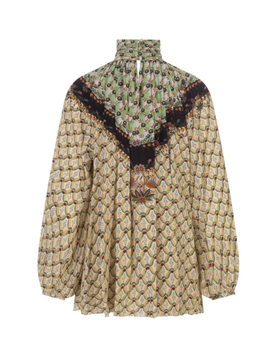 Shop Etro Printed Crepe De Chine Blouse In In Green