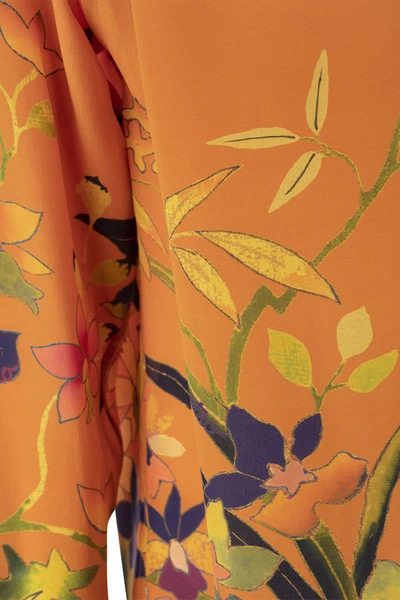 Shop Etro Ramage Floral Silk Shirt In Orange