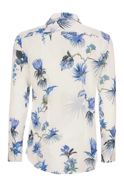 Shop Etro Shirt With Floral Print In White/blue