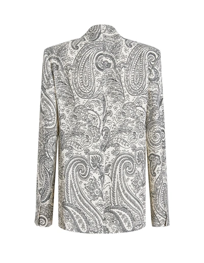Shop Etro Tailored Jacket With Paisley Motif In White