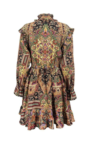 Shop Etro Wool And Silk Paisley Naif Dress In Multicolor