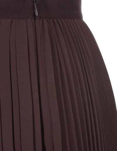 Shop Fabiana Filippi Mahogany Pleated Chiffon Skirt In Brown