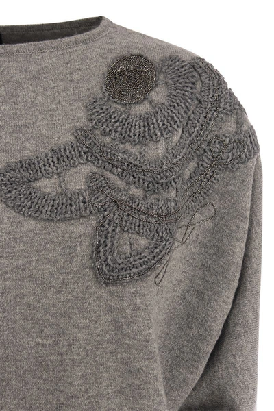 Shop Fabiana Filippi Wool, Silk And Cashmere Knitwear In Grey