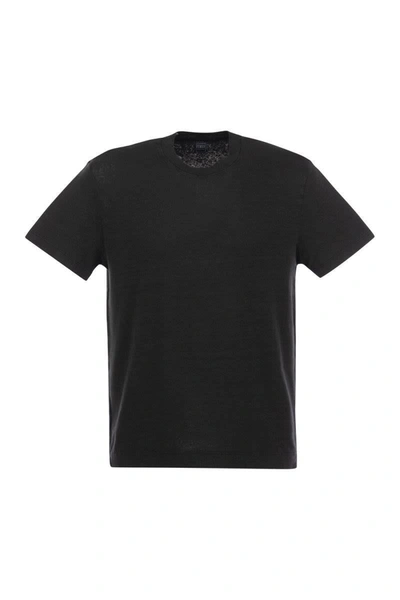 Shop Fedeli Exreme - Linen Flex T-shirt In Black