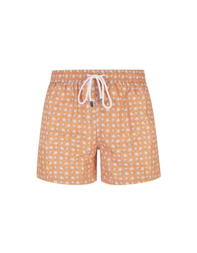 Shop Fedeli Fish-pattern Swim Shorts In Orange