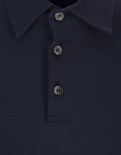 Shop Fedeli Night Long Sleeve Polo Shirt In Blue