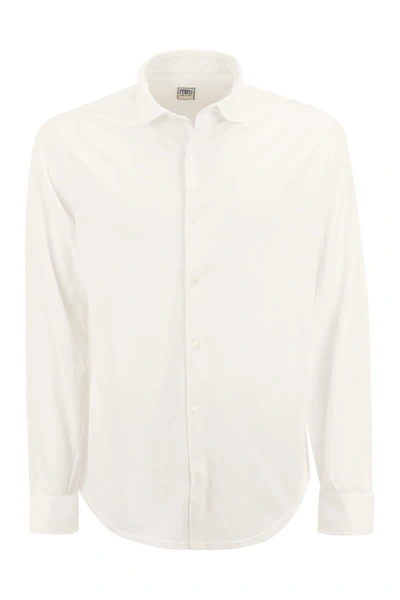 Shop Fedeli Robert - Cotton Piqué Shirt In White