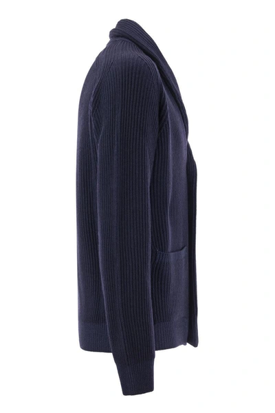 Shop Fedeli Virgin Wool Cardigan In Blue