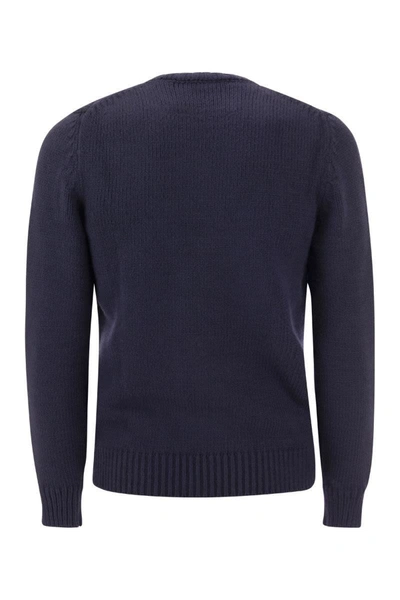 Shop Fedeli Winter Cotton Crew Neck In Blue